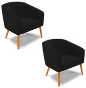 Poltrona Decorativa Pé Palito Castanho kit 2 Stella Linho D03 - D'Rossi - A79 Preto