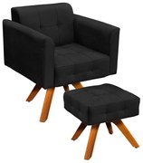 KIT 01 POLTRONA GIRATORIA E 01 PUFF ELIS - Preto
