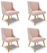 Cadeira Sala de Jantar Pé Palito Castanho Kit 4 Liz Bouclê D03 - D'Rossi - Rose