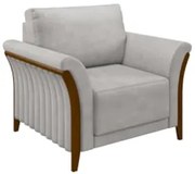 Poltrona Decorativa Sala de Estar 102cm Pés Madeira Roya Z32 Veludo Ci