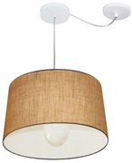 Lustre Pendente Cone Com Desvio de Centro Vivare Md-4275 Cúpula em Tecido 40x45cm - Bivolt