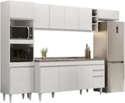 Armário de Cozinha Modulada 5 Peças CP18 Balcão com Pia Inox Branco -