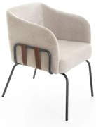 Poltrona Maki Detalhes com Cintas Pés Aço Carbono Design Contemporâneo