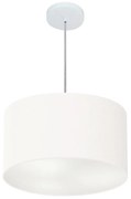 Lustre Pendente Cilíndrico Md-4244 Cúpula em Tecido 40x25cm Branco - Bivolt