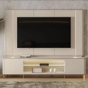 Conjunto Painel com Rack Bancada Switch MDP/MDF TV até 85 Polegadas LED Off White G77 - Gran Belo