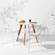 Conjunto Mesa Square Redonda Branco Fosco - 88cm + 4 Cadeiras Allegra - Branco