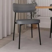 Cadeira de Jantar Estofada Fixa Ella M25 Linho Cinza - Mpozenato