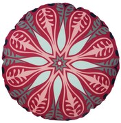 Almofada Redonda Ravi Cheia Indiana em Tons Cereja 40x40cm - ARI-0325