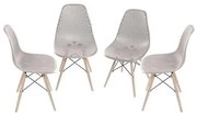 Kit com 4 Cadeiras Eames Furadinha Com Base de Madeira na Cor Fendi - 64630 Sun House
