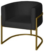 Poltrona Base Industrial Dourado Kit 2 Lety Veludo - Preto
