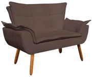 Sofá Namoradeira e 2 Poltronas Giratória MM30 Opala Suede - Marrom
