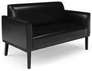 Sofá Namoradeira com 2 Poltronas Base de Madeira Fixa Preto Marisa Corano - Preto