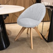 Cadeira Giratória Estela Jacquard Gelo Base Madeira R02 -D'Rossi