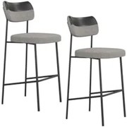 Banqueta Alta Bar Estofada Kit 2 Milli Linho Cinza/Preto A14 - Mpozena