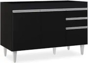 Balcão Gabinete 120cm 3 Portas 2 Gavetas Michigan Preto - Lumil