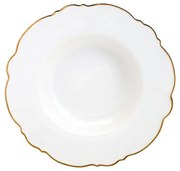 Prato Fundo Porcelana Maldivas Branco Fio Dourado 23cm 18051 Wolff