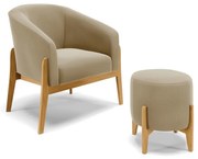 Poltrona com Puff Base de Madeira Stella Suede D03 - D'Rossi - Marrom Rato