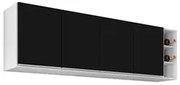 Armário Aéreo Nevada com Nicho 180cm 4 Portas Branco/Preto - Lumil