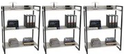 Kit 3 Estantes Livreiro Prisma Estilo Industrial 80cm 3 Prateleiras C0