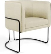 Poltrona Decorativa Base Aço Betina C-129 Linho Bege - Domi