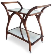 Carrinho Bar Retrô Espelhado Estrutura Madeira Eucalipto com Rodízios Design Retrô