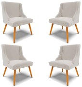 Kit 4 Cadeiras Decorativas Sala de Jantar Pés Palito de Madeira Firenze Veludo Cinza/Natural G19 - Gran Belo