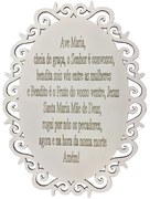Placa Decorativa Oracao Ave Maria Com Arabesco 25x19 Mdf 3mm Branco - D'Rossi