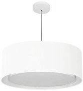 Lustre Pendente Cilíndrico Duplo Md-4297 Cúpula em Tecido 60x25cm Branco - Bivolt