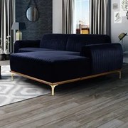 Sofá 350cm 6 Lugares com Chaise Direito Pés Gold Molino C-287 Veludo M