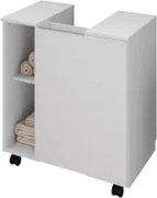 Gabinete Para Banheiro 55cm 1 Porta Com Rodízios Pequin Branco - Becha