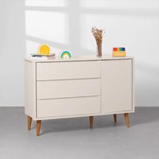 Cômoda Theo 1 Porta com Pés Retrô Mel – Areia