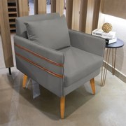 Poltrona Mari Suede Pés Palito Castanho D03 - D'Rossi - Grafite