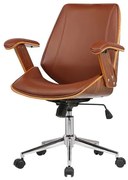 Cadeira Nazaré Base Rodizio Cromada PU Marrom - 38075 Sun House