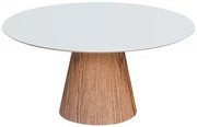 Mesa Jantar Redonda Ayla Amêndoa Tampo Branco 140cm - 70375 Sun house