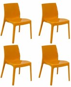 Kit 4 Cadeiras Tramontina Alice Amarelo Mostarda Brilho em Polipropileno