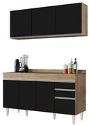 Armário Aéreo Argélia e Balcão Gabinete 150cm Marrocos Castanho/Preto