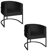 Poltrona Base Industrial Preto Kit 2 Lety Veludo - Preto