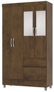 Guarda Roupa Solteiro 103cm Com Espelho Ideal Imbuia Rústico - Vila Ri