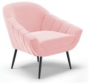Poltrona Giovana Suede Rosa Bebê Pés Palito de Ferro - D'Rossi