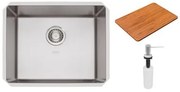 Cuba Quadrum 50 U Undermount Tramontina 50x40x20 cm em Aço Inox com Dosador de Sabão e Tábua