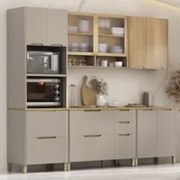 Armário Cozinha 5 Peças CP01 e Tampo Marina Cinammon/Freijó L01 - Mpoz
