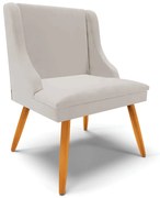 Poltrona Decorativa Pés Palito de Madeira Firenze Veludo Cinza/Natural G19 - Gran Belo