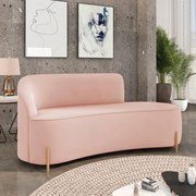 Sofá 3 Lugares Orgânico 180cm Pé Dourado Morgan Veludo D03 - D'Rossi - Rose
