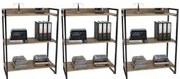 Kit 3 Estantes Livreiro Prisma Estilo Industrial 80cm 3 Prateleiras C0