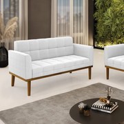 Sofá Namoradeira Base Madeira Fixa Castanho Elisa Bouclê D03 - D'Rossi  - Off White