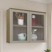 Armário de Cozinha 80cm 2 Portas Com Vidro Nádia Mocca/Avelã L01 - Mpo