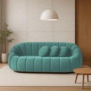 Sofá 2 Lugares Orgânico para Sala Cloud Bouclê E03 - D'Rossi - Azul Turquesa