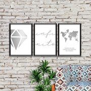 Kit 03 Quadros Decorativos "Infinito" 43x33 Cada - D'Rossi