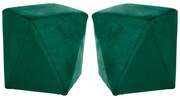 Kit 02 Puffs Decorativo Sala de Estar Blois Veludo Verde G15 - Gran Belo