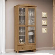 Cristaleira Madeira Maciça Vidro Liso 2 Portas Garnet Freijó - G74 - Gran Belo